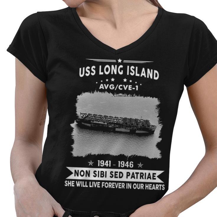 Uss Long Island Cve  Women V-Neck T-Shirt