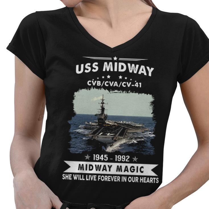 Uss Midway Cvb 41 Cva 41 Cv  Women V-Neck T-Shirt