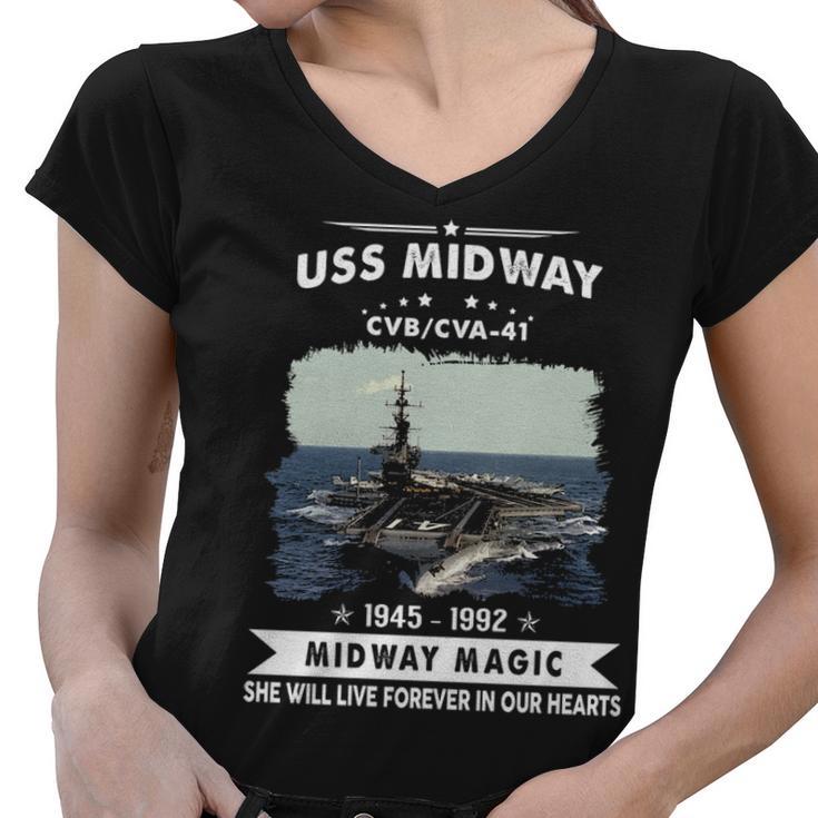 Uss Midway Cvb 41 Cva  V2 Women V-Neck T-Shirt