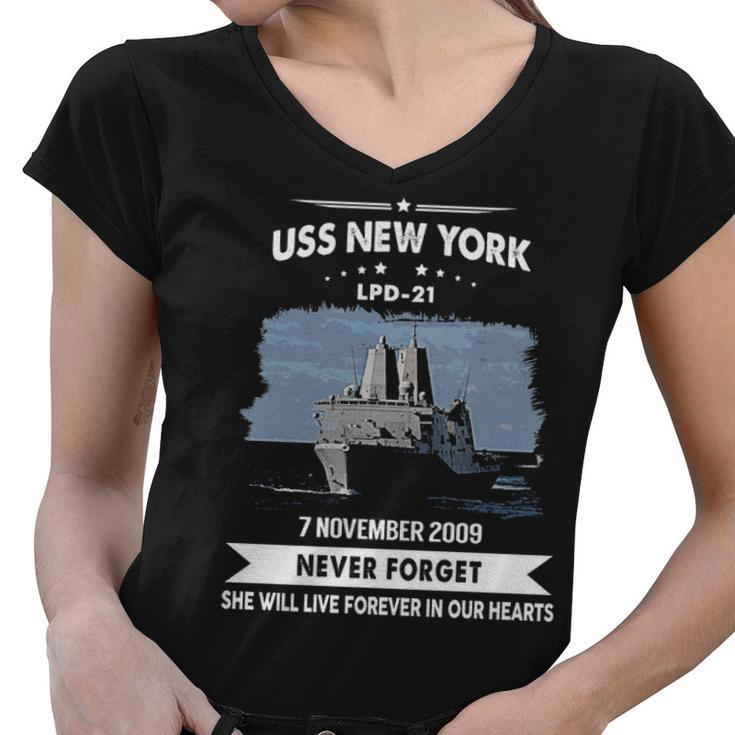 Uss New York Lpd  Women V-Neck T-Shirt