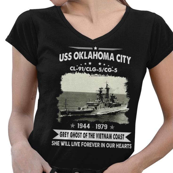 Uss Oklahoma City Clg 5 Cl  V2 Women V-Neck T-Shirt