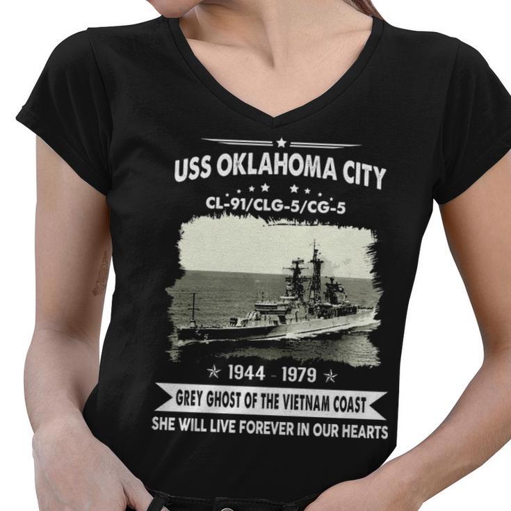 Uss Oklahoma City Clg 5 Cl  Women V-Neck T-Shirt