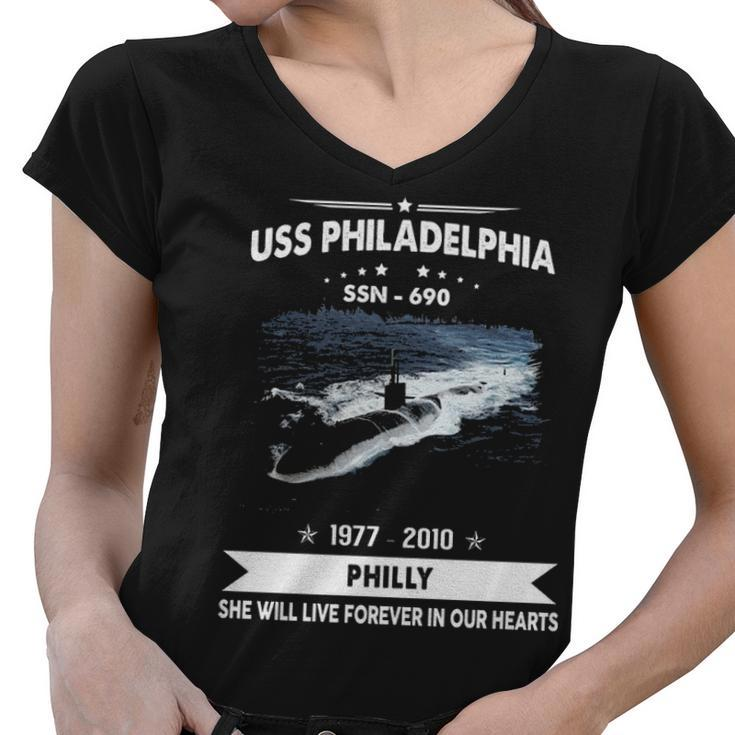 Uss Philadelphia Ssn  Women V-Neck T-Shirt