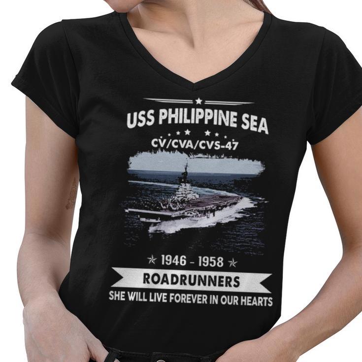 Uss Philippine Sea Cv Women V-Neck T-Shirt