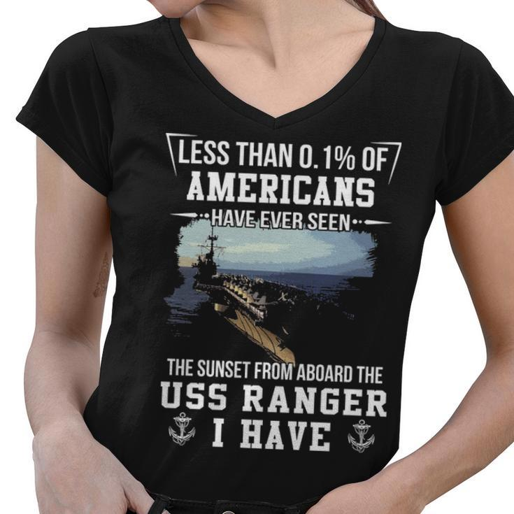 Uss Ranger Cva Cv 61 Sunset Women V-Neck T-Shirt