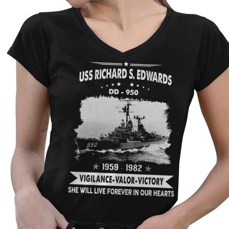 Uss Richard S Edwards Dd 950 Front Style Women V-Neck T-Shirt