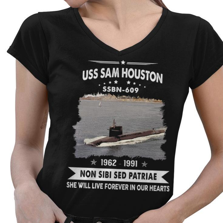 Uss Sam Houston Ssbn  V2 Women V-Neck T-Shirt