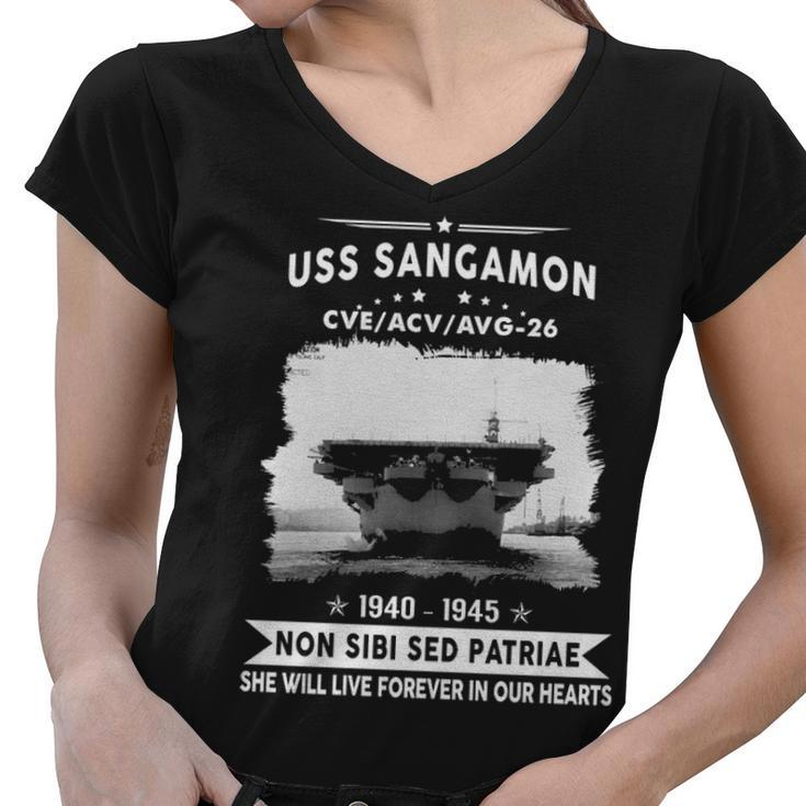 Uss Sangamon Cve  Women V-Neck T-Shirt
