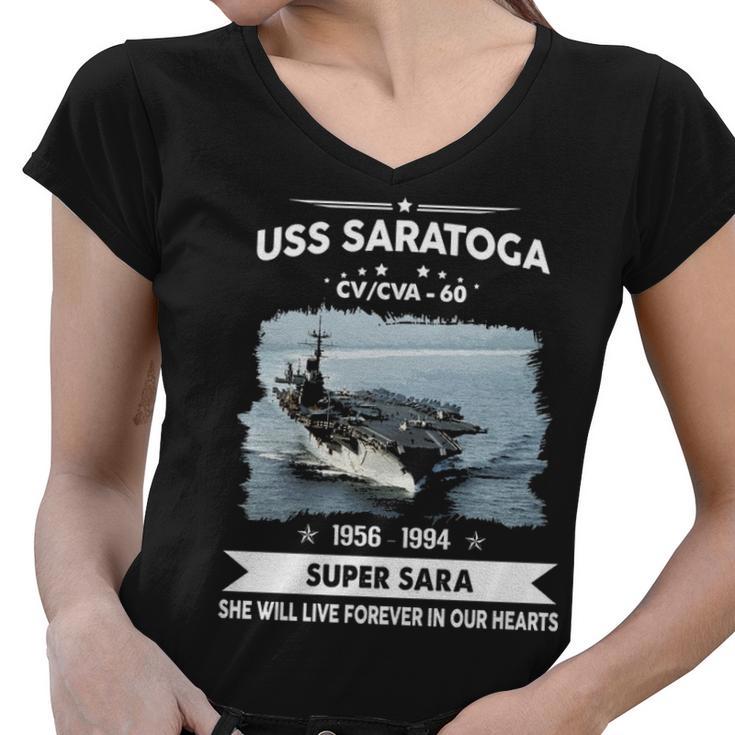 Uss Saratoga Cv 60 Cva 60 Front Style Women V-Neck T-Shirt