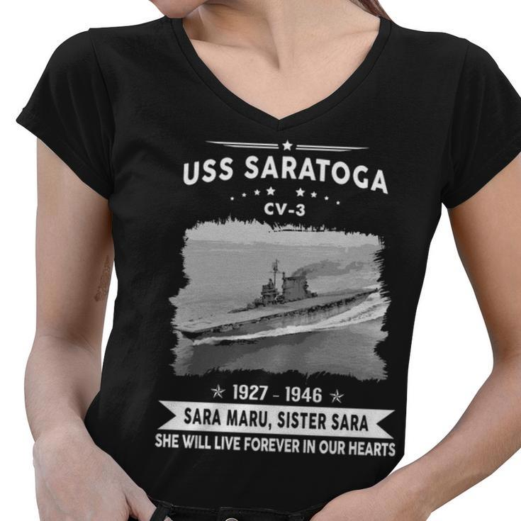 Uss Saratoga Cv  V2 Women V-Neck T-Shirt