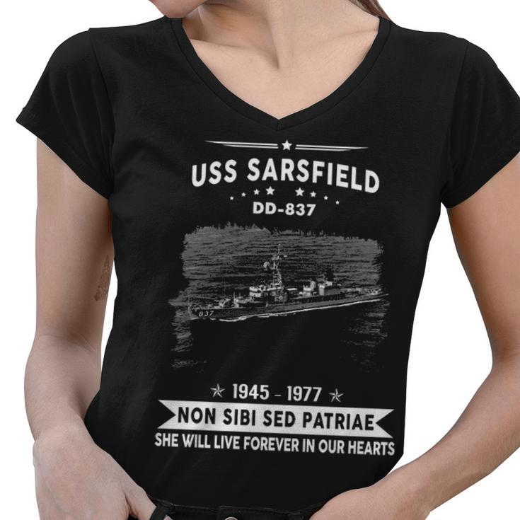 Uss Sarsfield Dd  Women V-Neck T-Shirt
