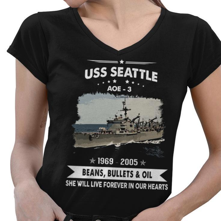 Uss Seattle Aoe  V2 Women V-Neck T-Shirt