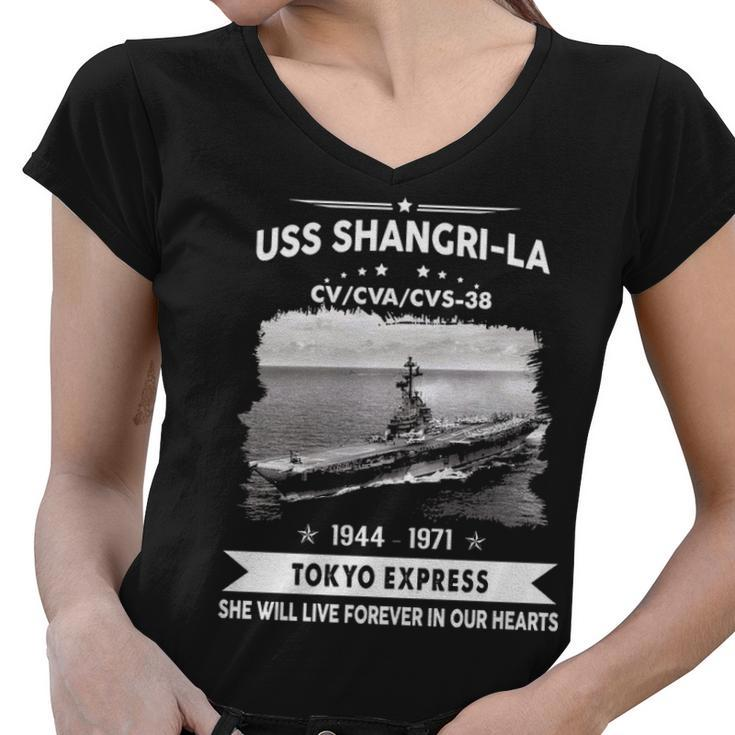 Uss Shangri-La Cv 38 Cva 38 Front Women V-Neck T-Shirt