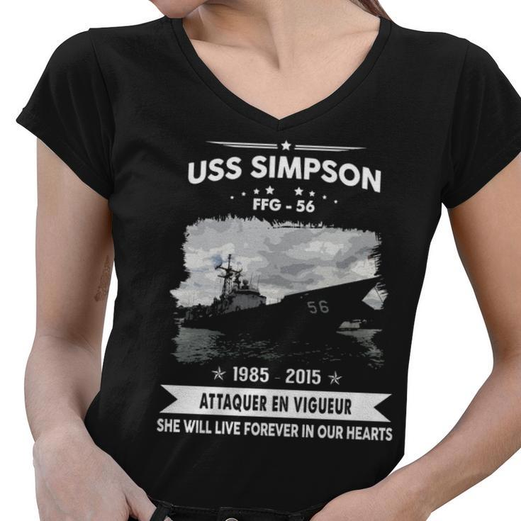 Uss Simpson Ffg  Women V-Neck T-Shirt