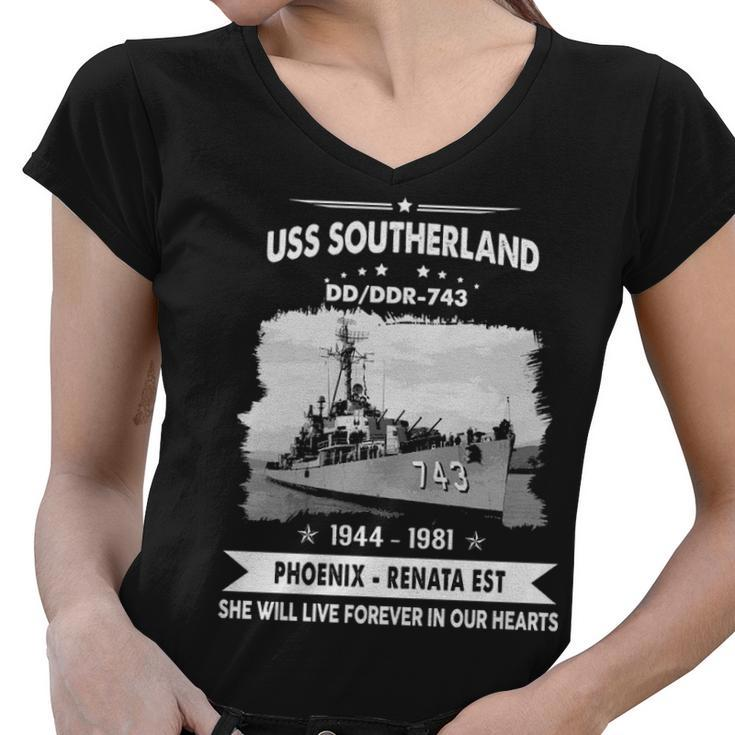 Uss Southerland Dd 743 Ddr  Women V-Neck T-Shirt