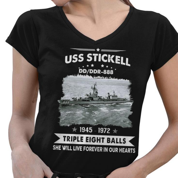Uss Stickell Ddr 888 Dd  Women V-Neck T-Shirt