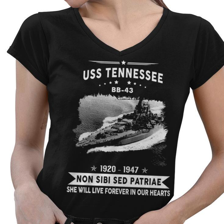Uss Tennessee Bb  Women V-Neck T-Shirt