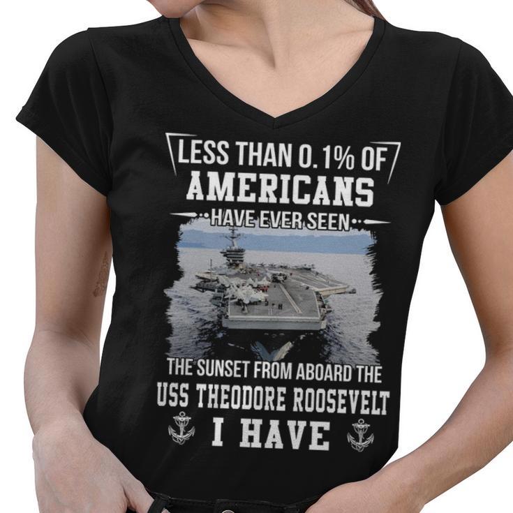 Uss Theodore Roosevelt Cvn 71 Sunset Women V-Neck T-Shirt