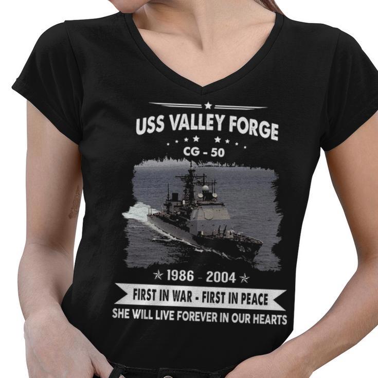 Uss Valley Forge Cg  Women V-Neck T-Shirt