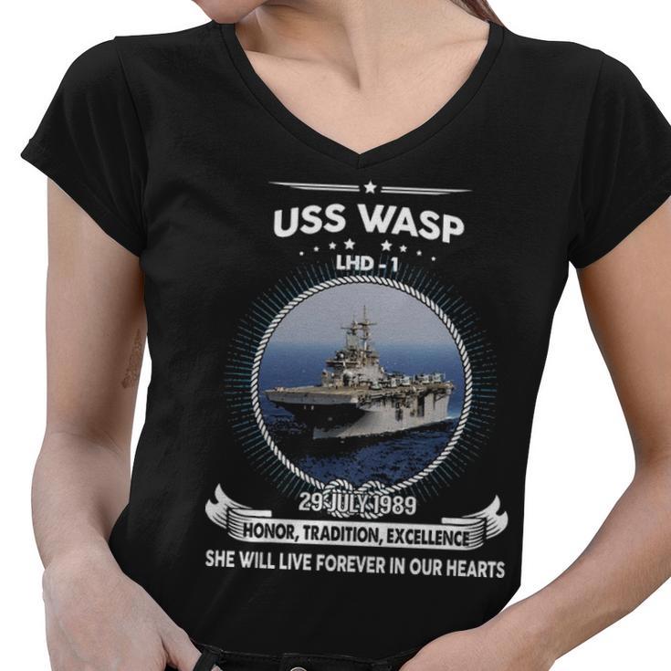 Uss Wasp Lhd  V2 Women V-Neck T-Shirt