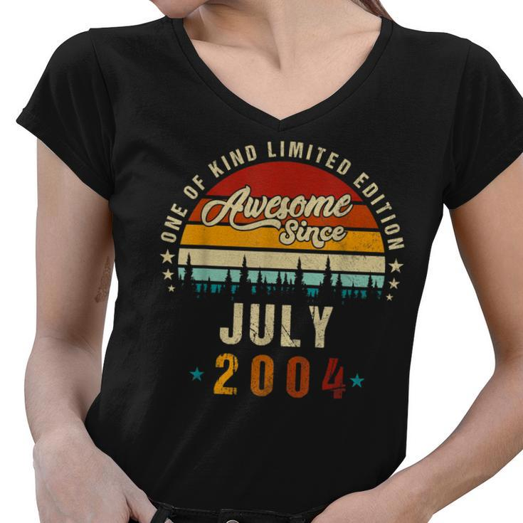 Vintage 18Th Birthday Awesome Since July 2004 Epic Legend  V2 Women V-Neck T-Shirt