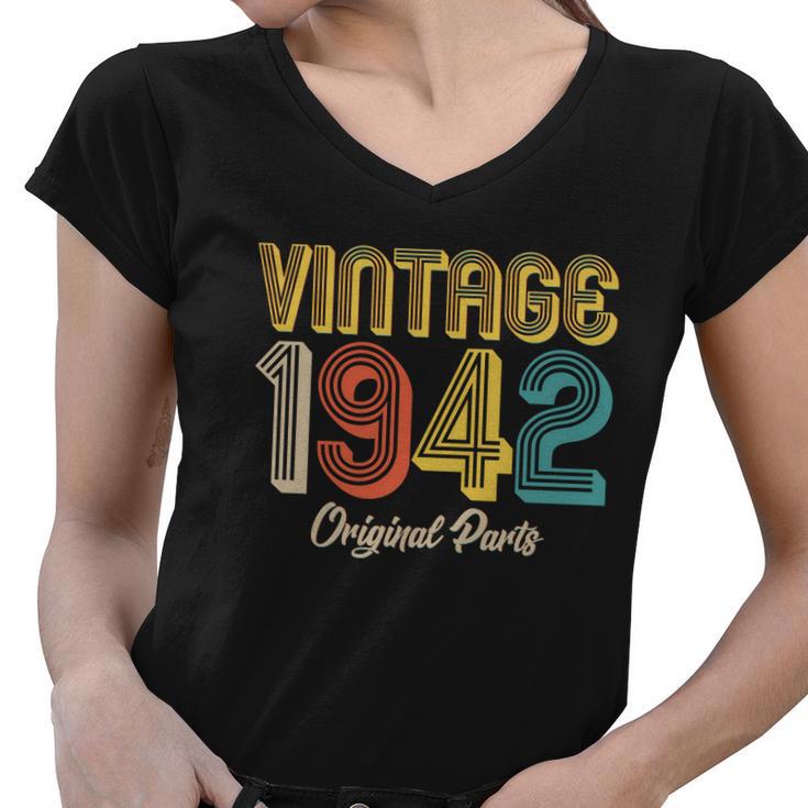 Vintage 1942 Original Parts 80Th Birthday V2 Women V-Neck T-Shirt