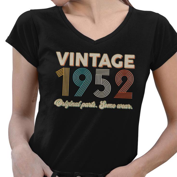 Vintage 1952 Original Parts Some Wear 70Th Birthday Tshirt Women V-Neck T-Shirt