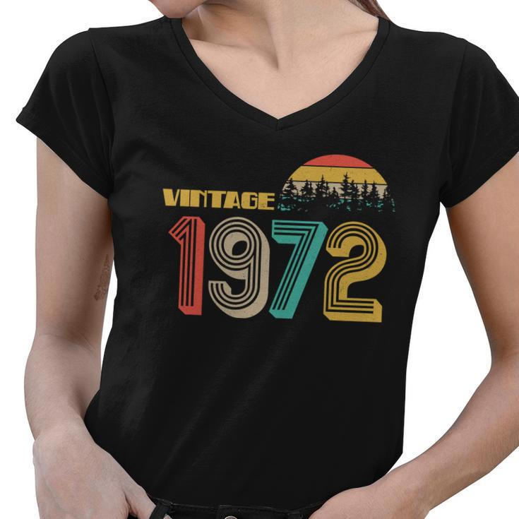 Vintage 1972 Sun Wilderness 50Th Birthday Women V-Neck T-Shirt