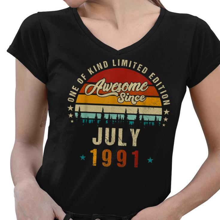Vintage 31Th Birthday Awesome Since July 1991 Epic Legend  Women V-Neck T-Shirt
