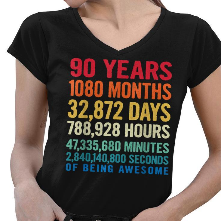 Vintage 90 Years Of Being Awesome Unique 90Th Birthday Gifts  Women V-Neck T-Shirt