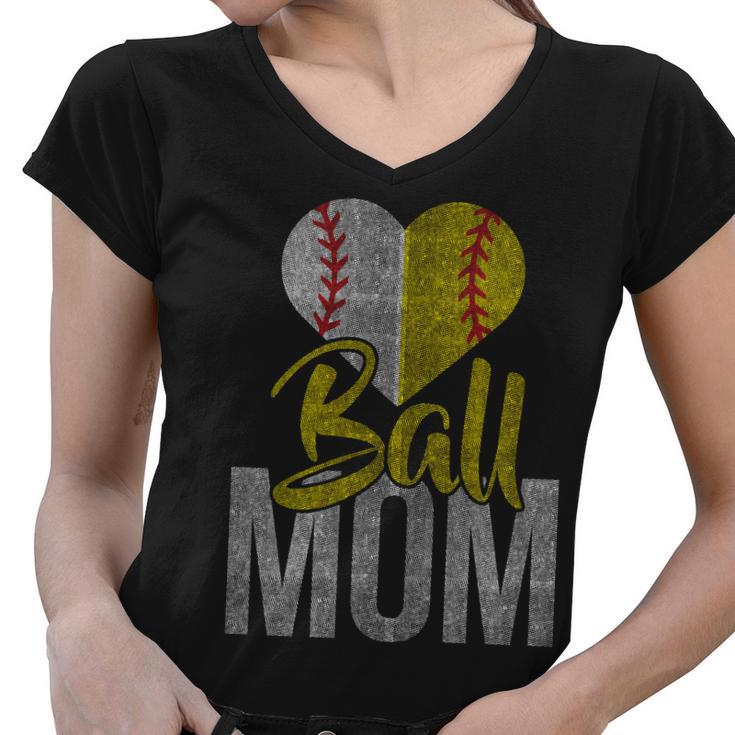 Vintage Baseball Mom Women V-Neck T-Shirt