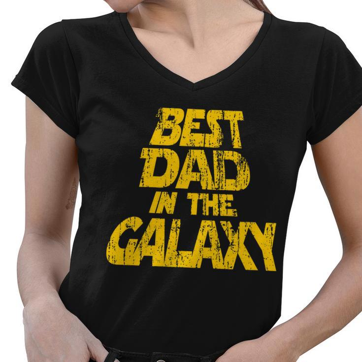 Vintage Best Dad In The Galaxy Women V-Neck T-Shirt