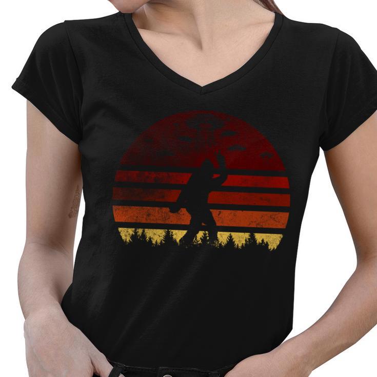 Vintage Bigfoot Ufo Abduction Believe Tshirt Women V-Neck T-Shirt