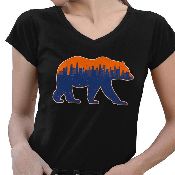 Vintage Chicago Illinois Skyline Bears Football Tshirt Women V-Neck T-Shirt