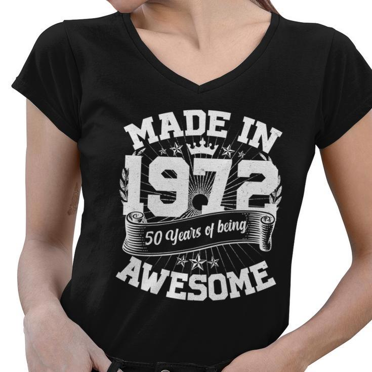 Vintage Crown Made In 1972 50 Years Of Being Awesome 50Th Birthday Women V-Neck T-Shirt