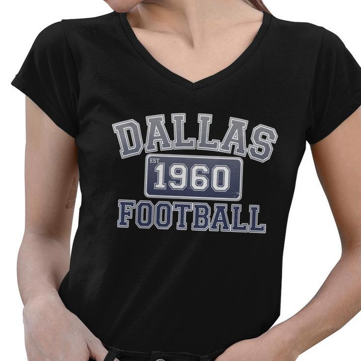 Vintage Dallas Texas Football Est  Women V-Neck T-Shirt