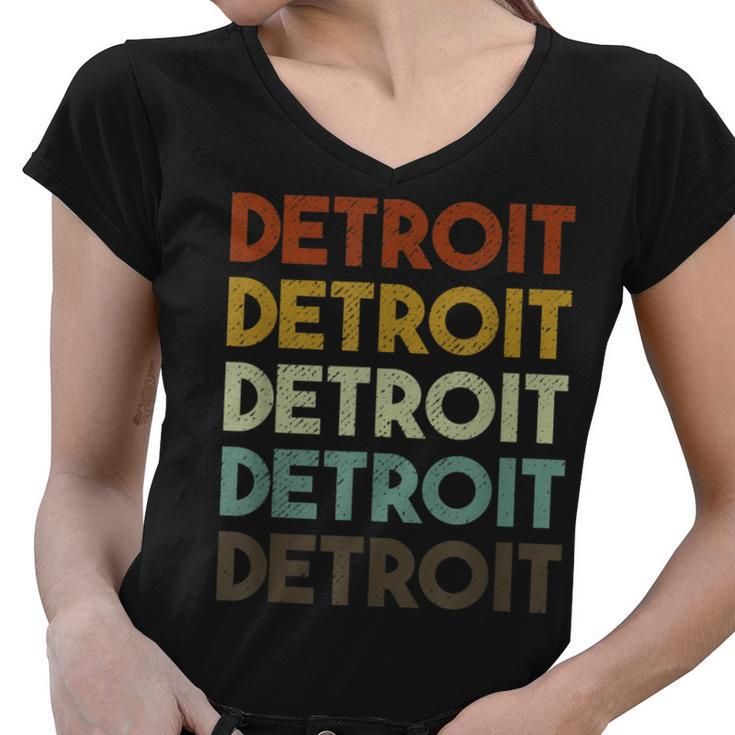Vintage Detroit  V2 Women V-Neck T-Shirt