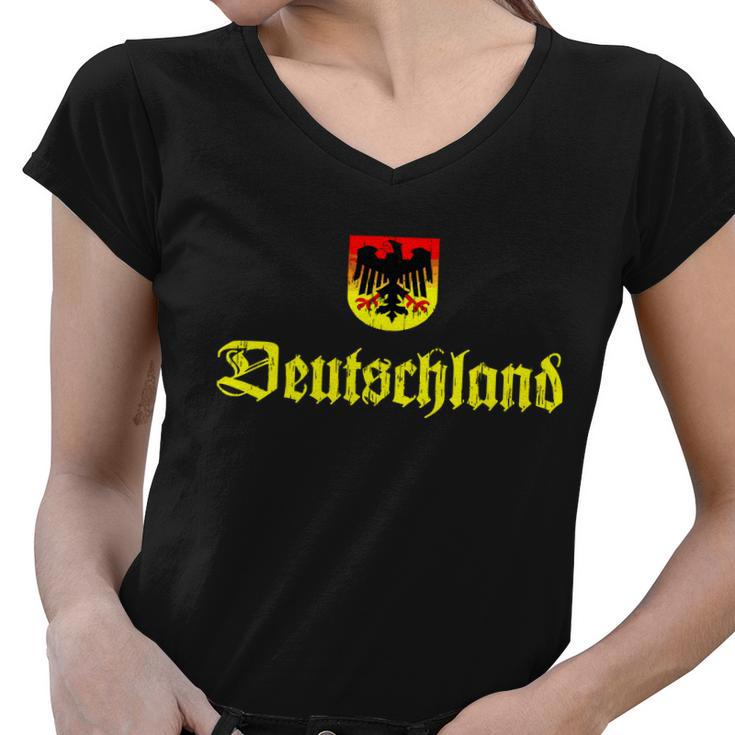 Vintage Deutschland German Logo Women V-Neck T-Shirt