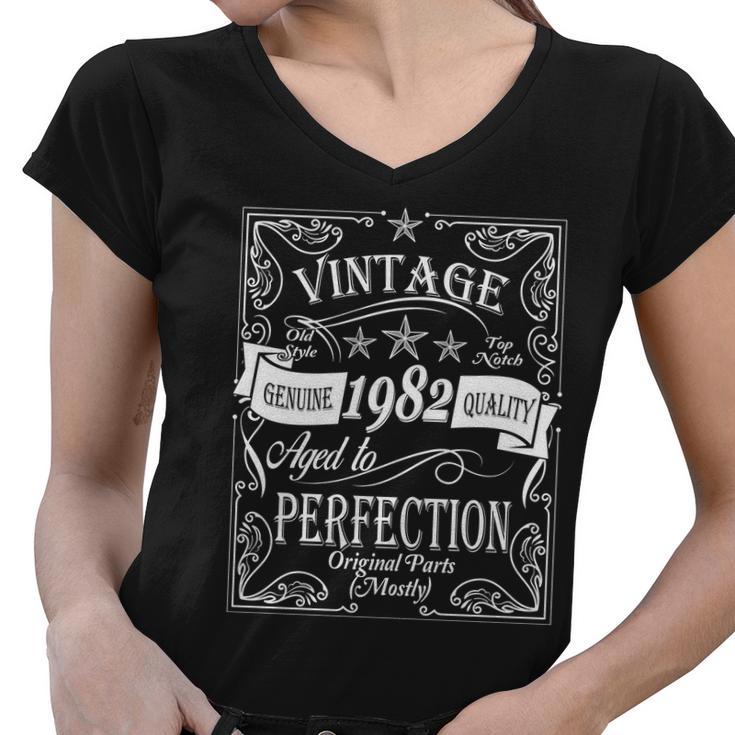 Vintage Genuine Quality 1982 Original Parts Mostly 40Th Birthday Women V-Neck T-Shirt