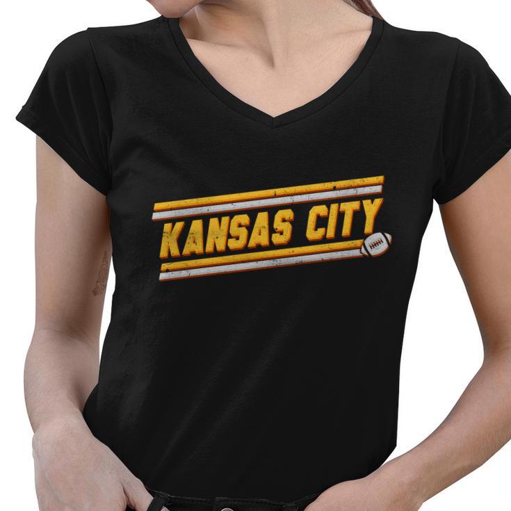 Vintage Kansas City Football V2 Women V-Neck T-Shirt