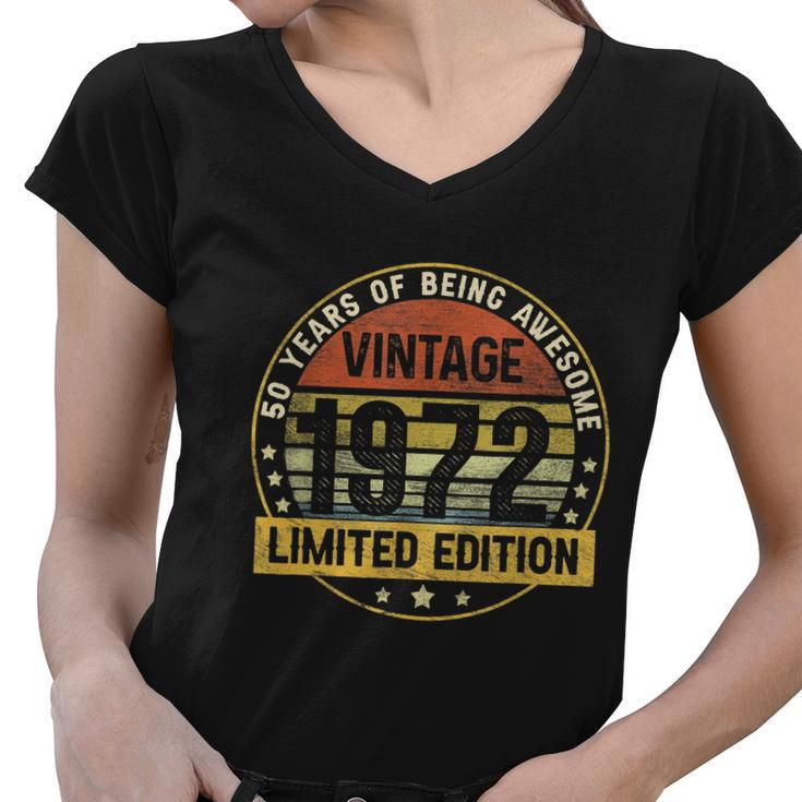Vintage Made In 1972 50 Year Old Gifts Retro 50Th Birthday Women V-Neck T-Shirt