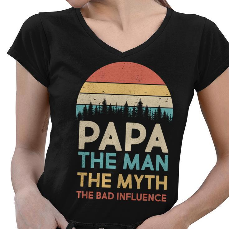 Vintage Papa Man Myth The Bad Influence Tshirt Women V-Neck T-Shirt