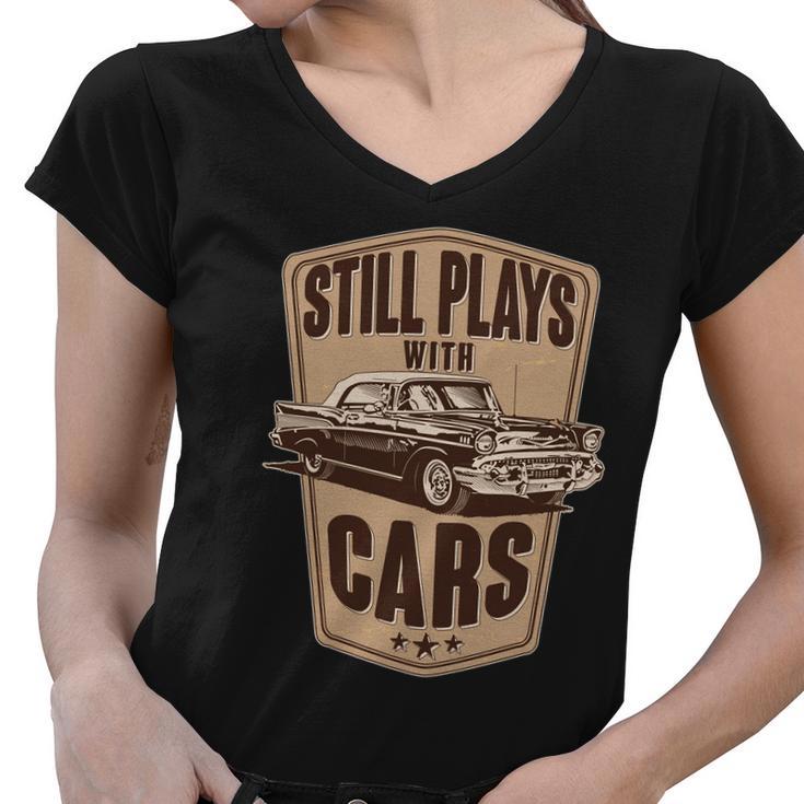 Vintage Retro Still Plays With Cars Tshirt Women V-Neck T-Shirt