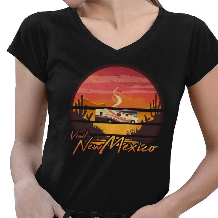 Vintage Retro Travel Visit New Mexico Women V-Neck T-Shirt