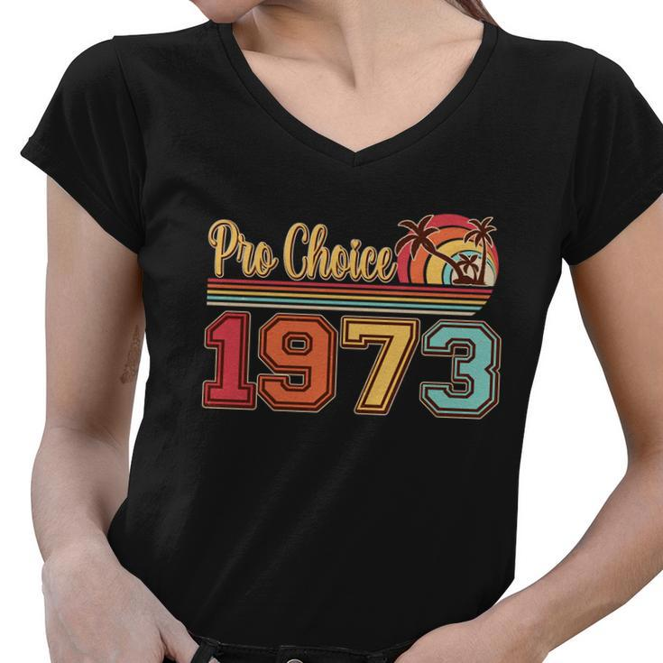 Vintage Retro Tropical Pro Choice  Women V-Neck T-Shirt