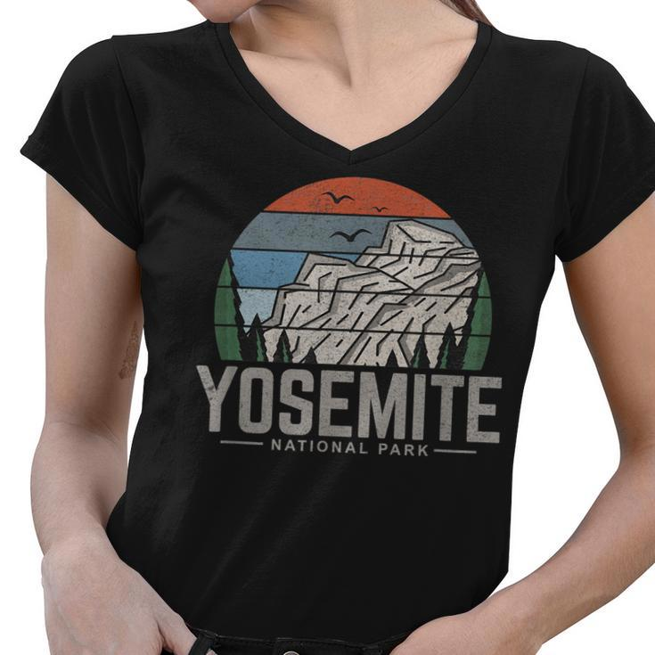Vintage Retro Yosemite National Park Hiking T   V2 Women V-Neck T-Shirt