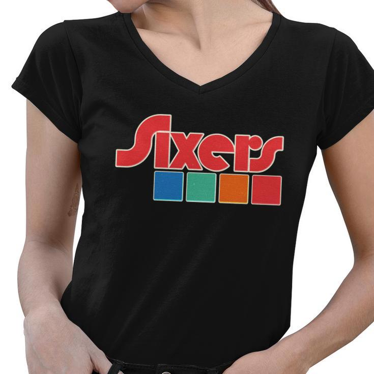 Vintage Style Sixers Sports Logo Women V-Neck T-Shirt