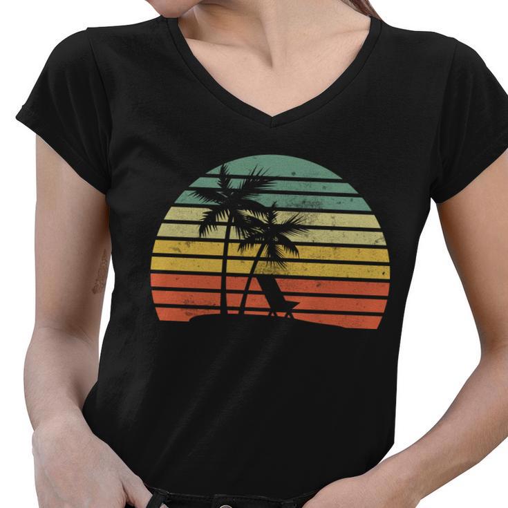 Vintage Sunset Beach Tshirt Women V-Neck T-Shirt