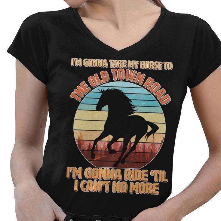 Vintage Take My Horse To The Old Town Road Tshirt Women V-Neck T-Shirt