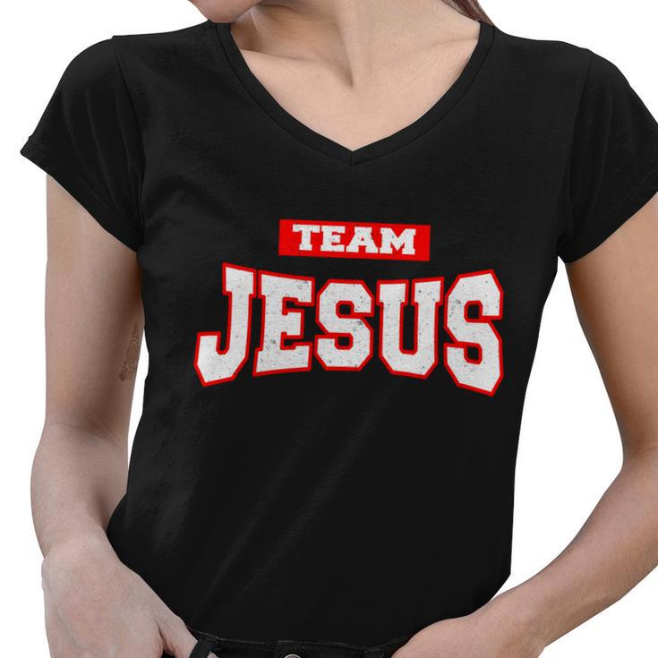 Vintage Team Jesus Funny Christian Tshirt Women V-Neck T-Shirt